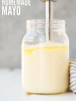 Delicious recipe for homemade mayo plus tips for making it fail proof every time! Just 4 ingredients, perfect for novice cooks & better than store-bought! Perfect on a sandwich with my homemade lunch meat and homemade sandwich bread!
