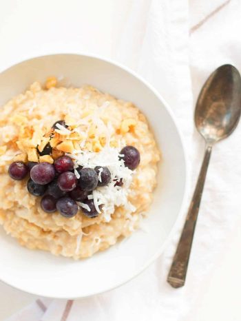 You can top your homemade instant pot oatmeal with fresh fruit such as blueberries!