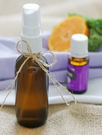 Homemade linen spray made with essential oils and orange if you'd like.