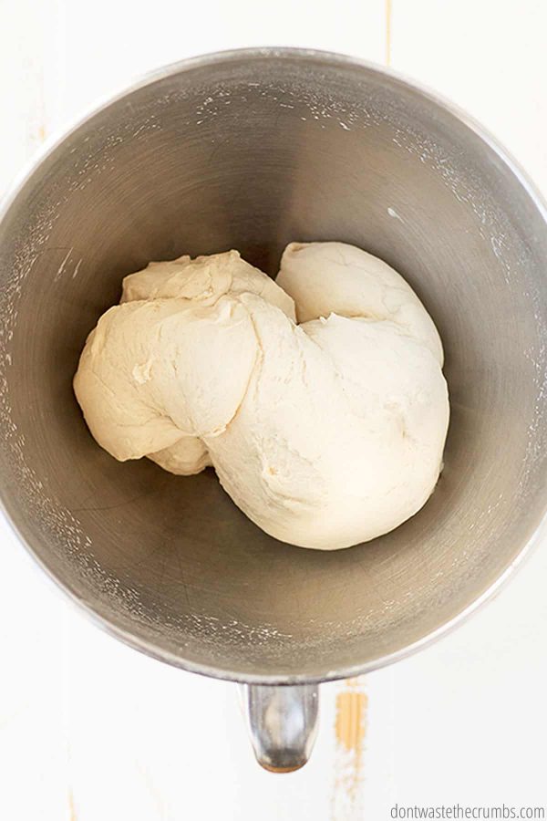 This pizza dough is starting to form after some kneading