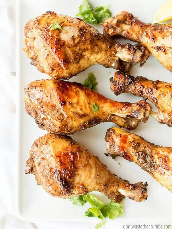 Chicken legs are braised in seasoning and roasted to perfection.