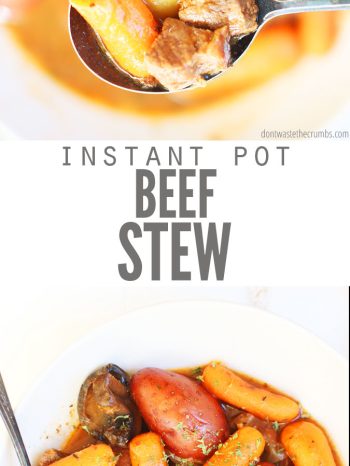 This tasty homemade Instant Pot beef stew is the perfect addition to your menu or next gathering. It is healthy, freezer-friendly, frugal, and SO easy to make. Pairs well with a kale Caesar salad and parmesan cheese crisps.