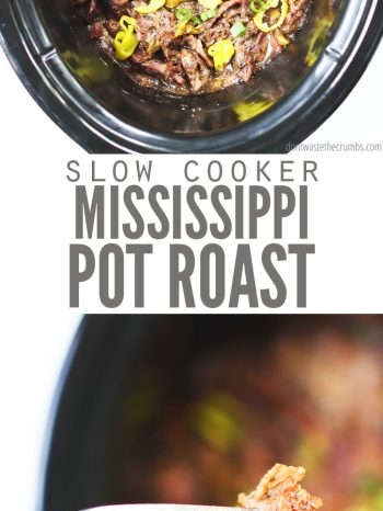 Mississippi Pot Roast in the slow cooker with just 4 ingredients! Easiest, most tender, most flavorful, and juiciest roast you'll ever make in the crockpot!