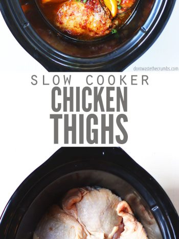 Easy Slow Cooker Chicken Thighs Recipe - Don't Waste the Crumbs