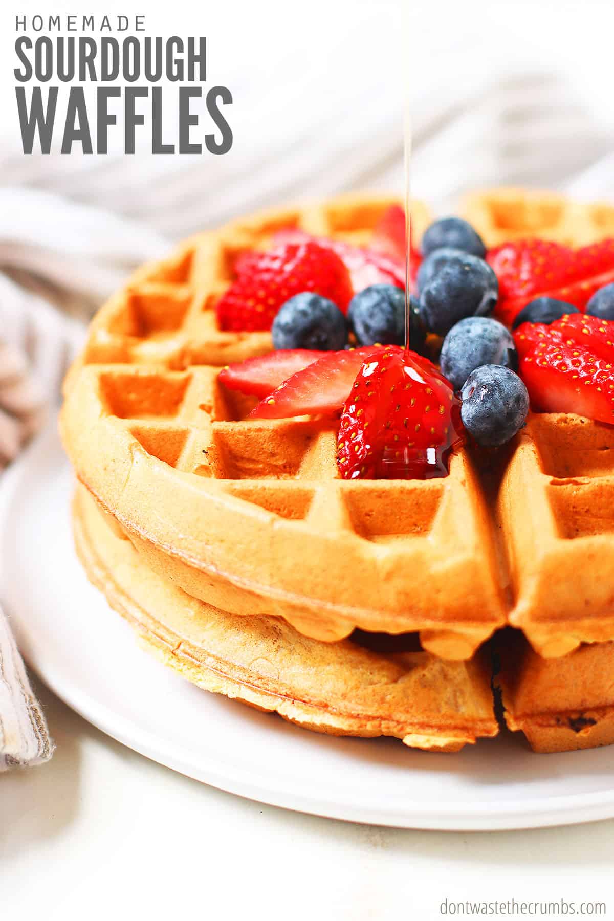 Use your sourdough discard and make these fluffy, frugal, and freezer-friendly sourdough waffles! They're sure to be a hit!