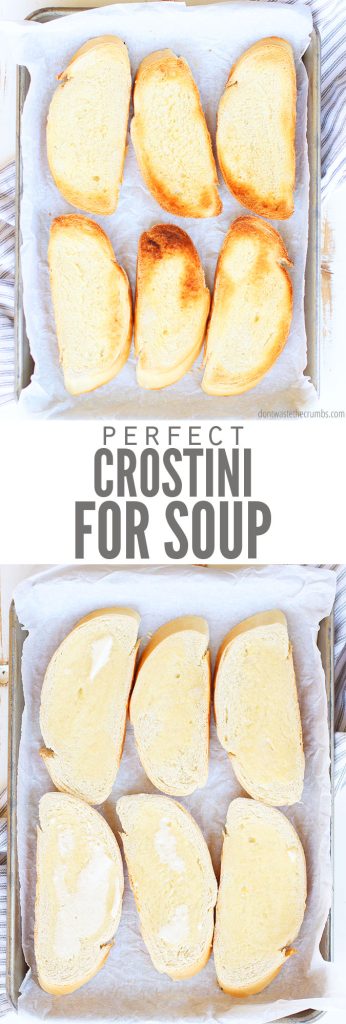 In 15 minutes, you can turn plain soup into a delicious meal with this simple recipe for crostini. Turns out beautifully and costs less than $1.
