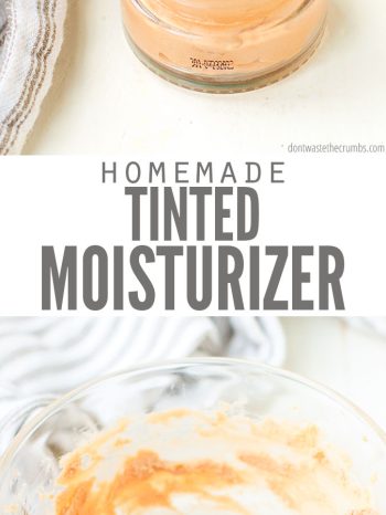 At less than $1 per batch, this homemade tinted moisturizer recipe will replace your other lotions, likely filled with toxic chemicals that cost too much!!