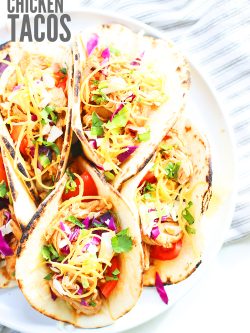 These slow cooker chicken tacos are so delicious and healthy. Dump your ingredients into a slow cooker and in just a few hours you will have mouth-watering chicken tacos!