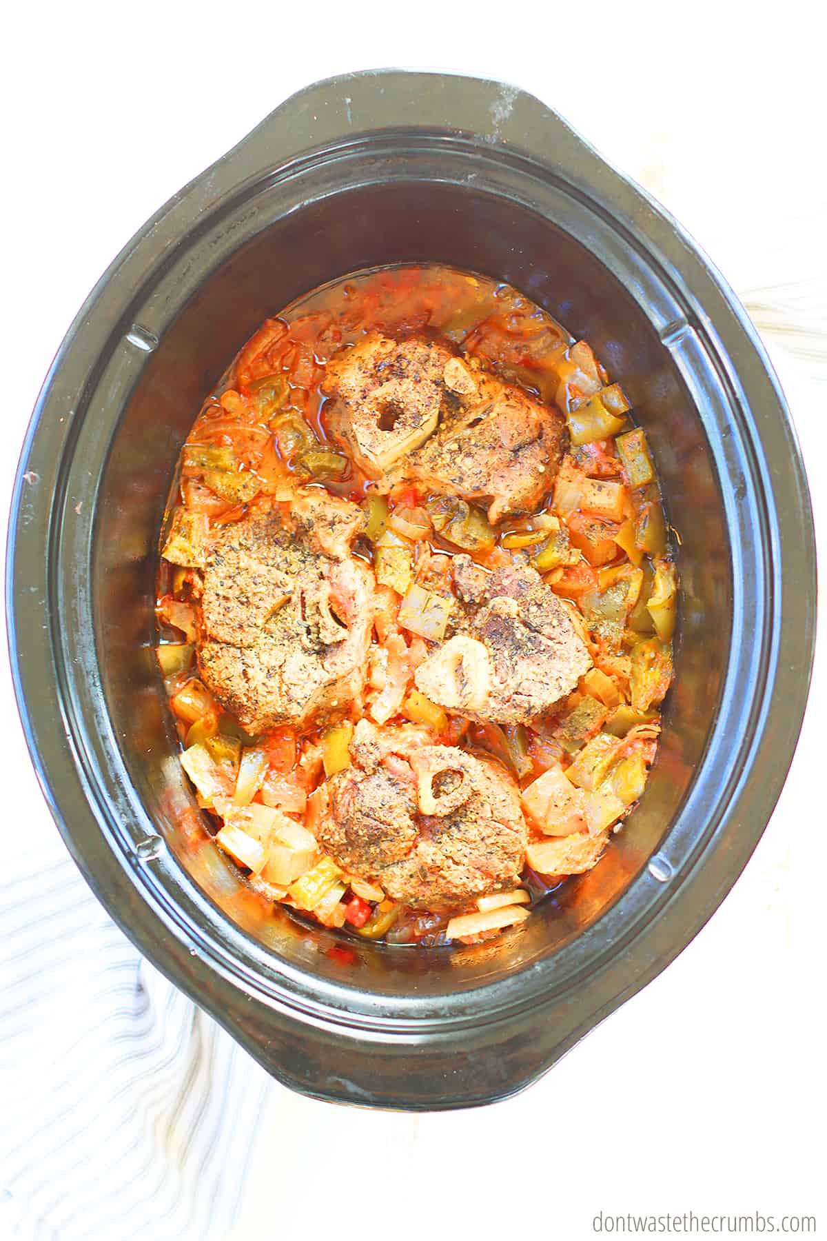 Fully cooked and ready to serve slow cooker osso buco is a wonder classic Italian recipe your whole family will enjoy. Garnish with freshly chopped parsley upon serving. 