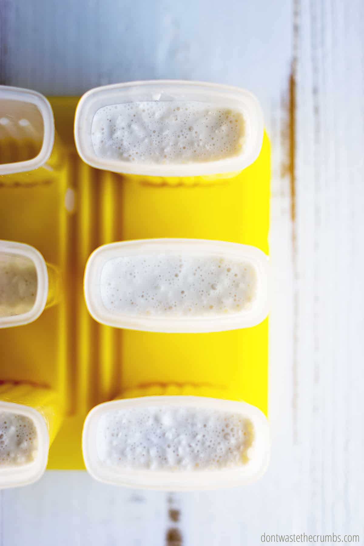 Coconut cream popsicles in popsicle molds.