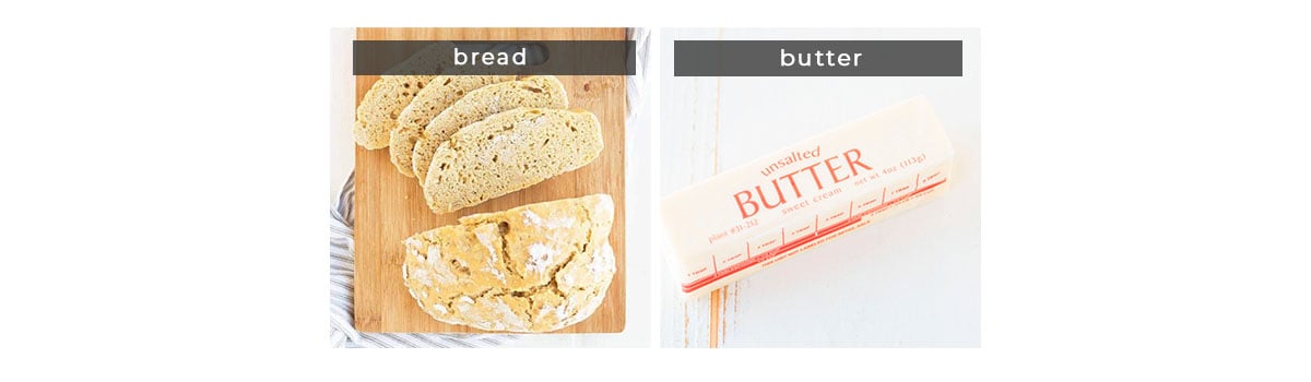 Image containing recipe ingredients bread and butter.