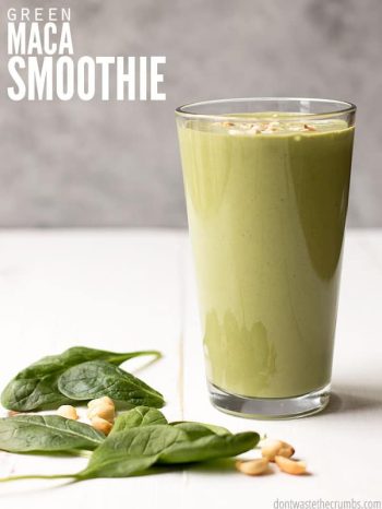 Maca root helped me regulate my hormones, but it tastes awful! This green maca smoothie is the best way and only way to take maca root so it tastes good!