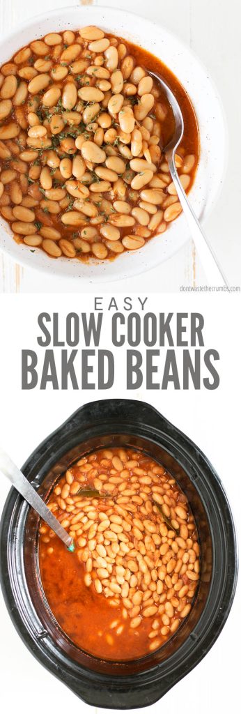 Baked beans are a must-have dish at any cookout or barbecue. These slow cooker baked beans use pantry staple ingredients and cook in that old-fashioned slightly sweet and smoky sauce that everyone enjoys.