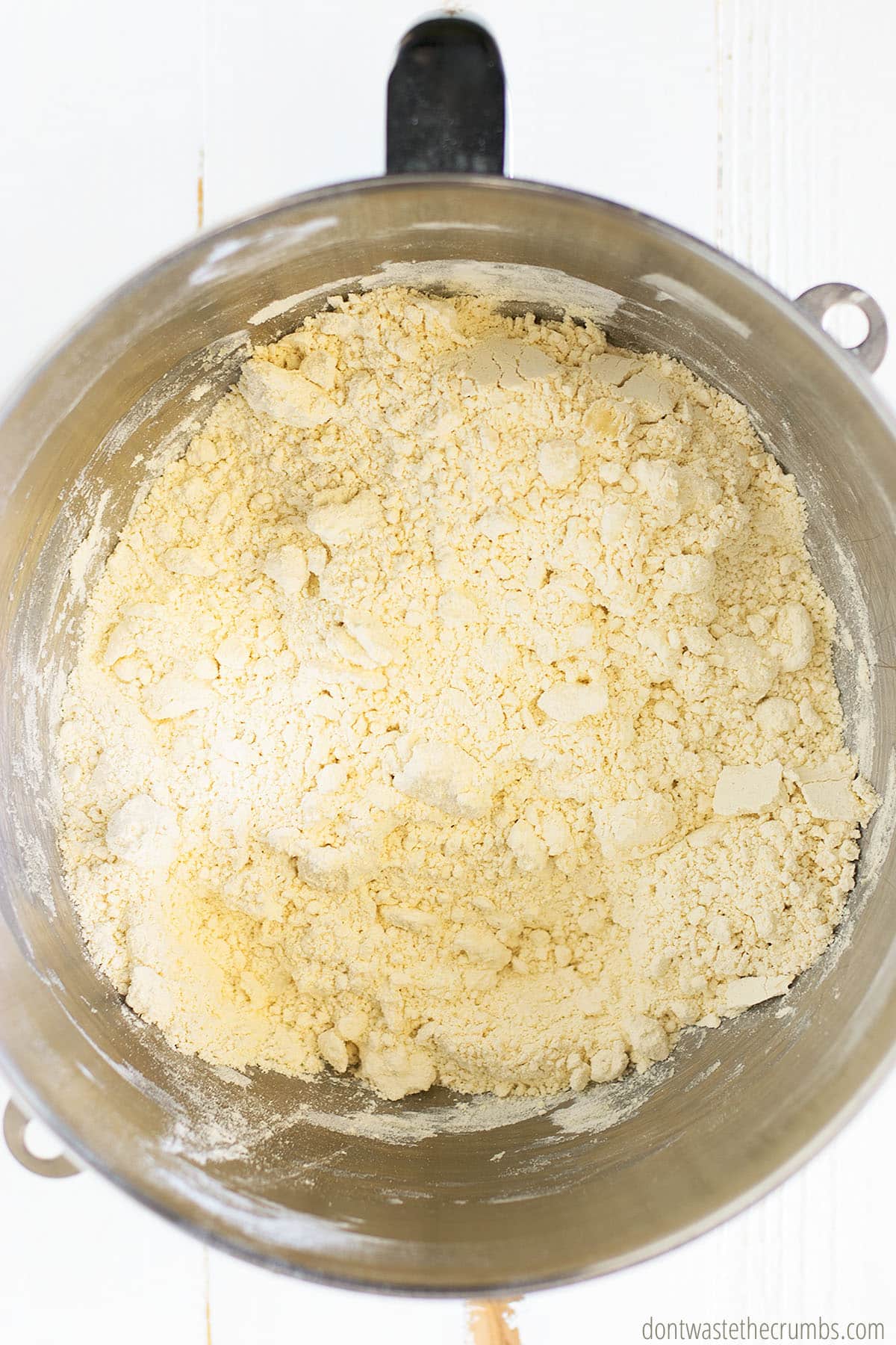 Flour mixture in a large mixing bowl.
