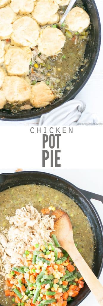 This chicken pot pie recipe has all the classic comfort food flavor without unnecessary preservatives. From the yummy biscuit top to the creamy filling, it’s a frugal, healthy, filling meal that your family will love!