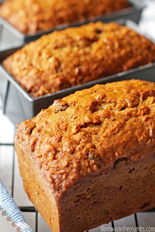 Three loaves of spiced carrot bread.