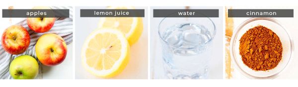 apples, lemon juice, water, cinnamon